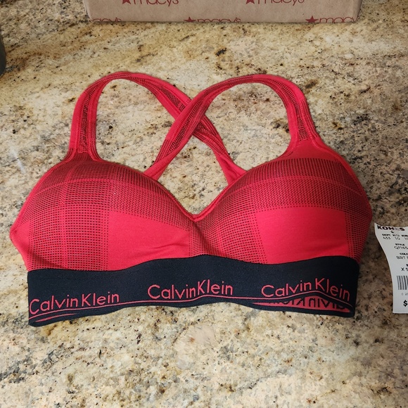 Calvin Klein PLAID Red & Black Printed Bra. NEW. Lightly Lined - Picture 12 of 12